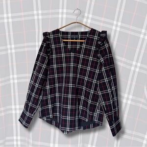 Duffield Lane Black and Red Checkered Blouse